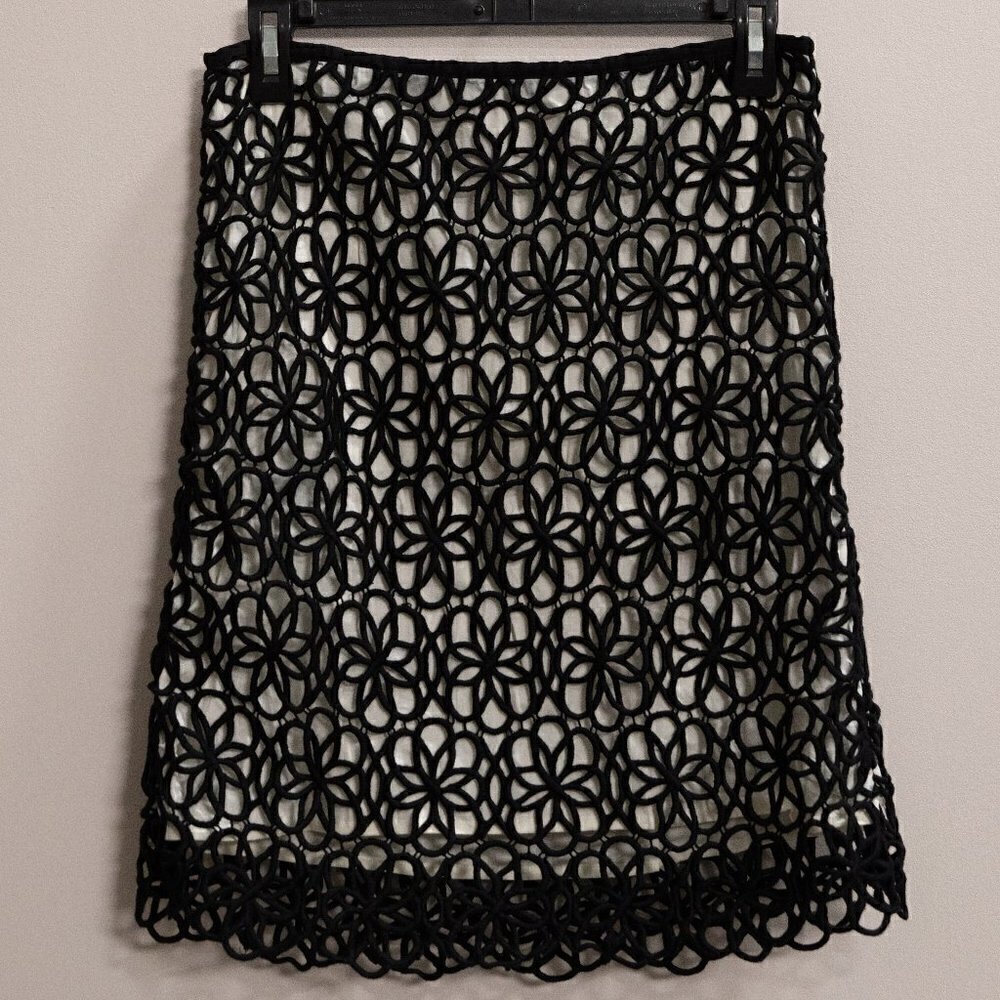 Anthropologie Post Mark black large open lace a-line skirt-4
